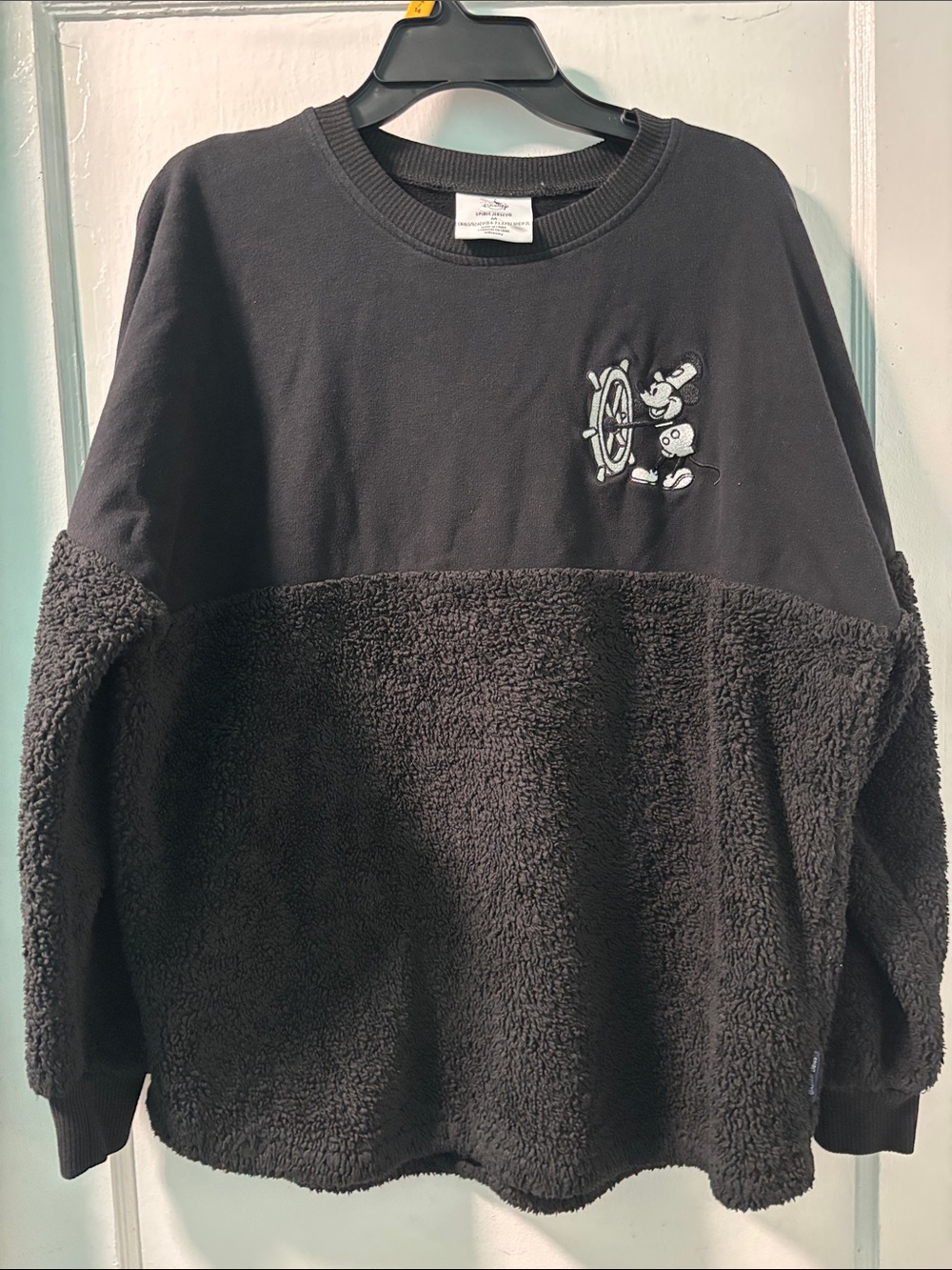 Disney Black Teddy Sherpa Pullover with Steamboat Mickey